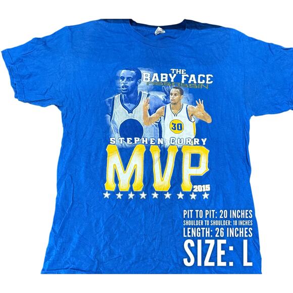 Vintage Tees - NBA 2015 MVP Stephen Curry "Baby Face Assassin" Graphic Tee*SZ L - Picture 2 of 4